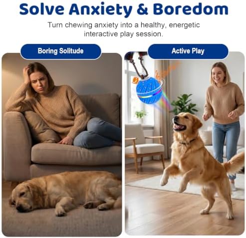 Smart Interactive Dog Toys Ball for Aggressive Chewers Medium Large,E-TPU