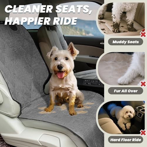 VIVAGLORY Dog Front Seat Cover Car Seat Protector, S, Heather Black, 1Pack