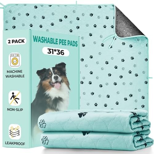 Fostanfly Washable Dog Pee Pads, Ultra-Absorbent, 31"x36"-2 Pack, Green