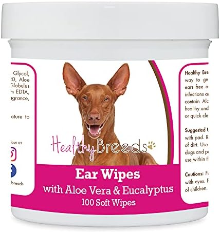 Healthy Breeds Pharaoh Hound Ear Cleaning Wipes with Aloe & Eucalyptus for Dogs 100 Count