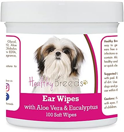 Healthy Breeds Shih Tzu Ear Cleaning Wipes with Aloe & Eucalyptus for Dogs 100 Count