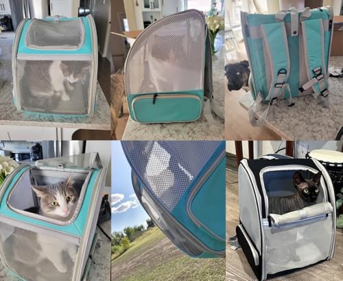 Cat Backpack Carrier, Upgraded with Side Access Pet Travel Backpack for Cat and Small Dogs, Fully Ventilated Mesh Breathable for Hiking Camping, Airline Approved