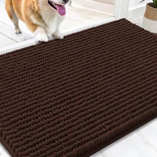 OLANLY Dog Door Mat for Muddy Paws 30x20, Extra Absorbent Chenille Mud Mat