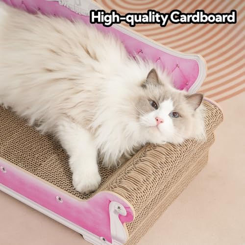 Cat Sofa Shape Scratch Pad for Large Medium Small Indoor Cats,Larger-Sized Recyclable Reversible Cardboard Cat Couch for Resting Claw Grinding and Playing