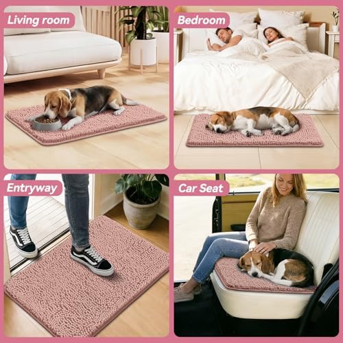 Bcoimo Super Absorbent Dog Door Mat, 36"*24" Anti Slip Mat for Muddy Paws