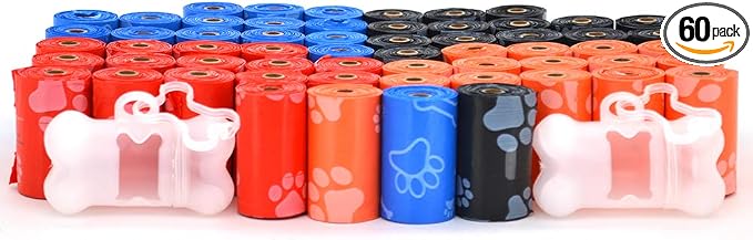 Best Pet Supplies Dog Poop Bags for Waste Refuse Cleanup, Doggy Roll Replacements for Outdoor Puppy Walking and Travel, Leak Proof and Tear Resistant, Thick Plastic - Assorted, 900 Bags