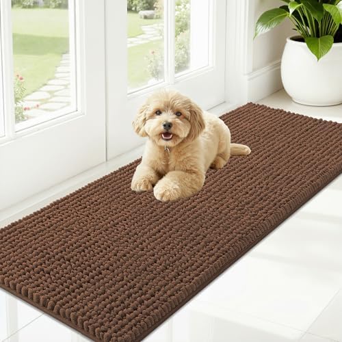OLANLY Dog Door Mat for Muddy Paws 59x20, Extra Absorbent Chenille Mud Mat