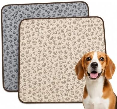 [2 Pack] Washable Dog Pee Pads - 4 Foot x 4 Foot – Non-Slip Waterproof Reusable Puppy Training Mats for Crates & Playpens