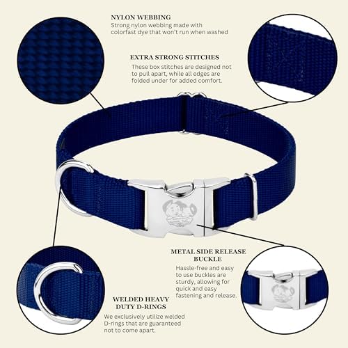 Country Brook Petz - Premium Nylon Dog Collar with Metal Buckle for Small Medium Large Breeds - 30+ Colors (Small, 3/4 Inch, Royal Blue)