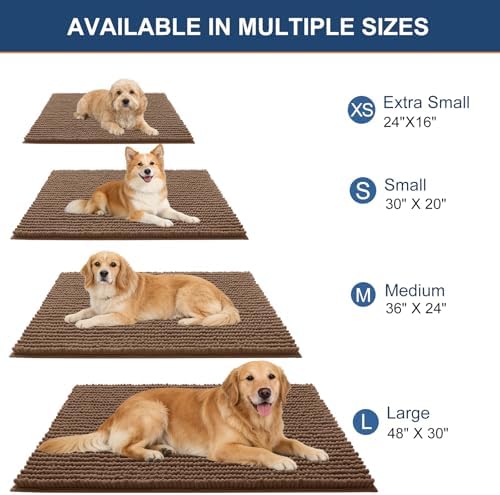 OLANLY Dog Door Mat for Muddy Paws 47x24, Extra Absorbent Chenille Mud Mat