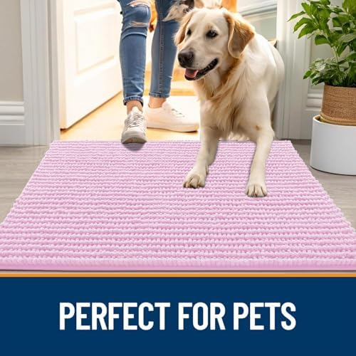 OLANLY Dog Door Mat for Muddy Paws 24x16, Extra Absorbent Chenille Mud Mat