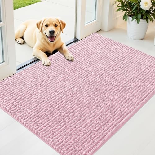 OLANLY Dog Door Mat for Muddy Paws 44x32, Extra Absorbent Chenille Mud Mat