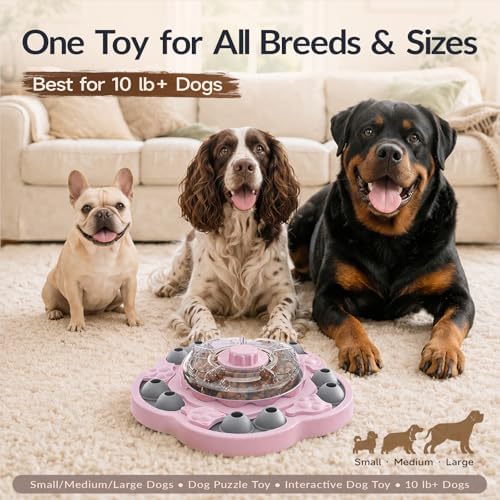 KADTC 3-Level Dog Puzzle Toy, Spin to Release Treat Dispenser, Slow Feeder