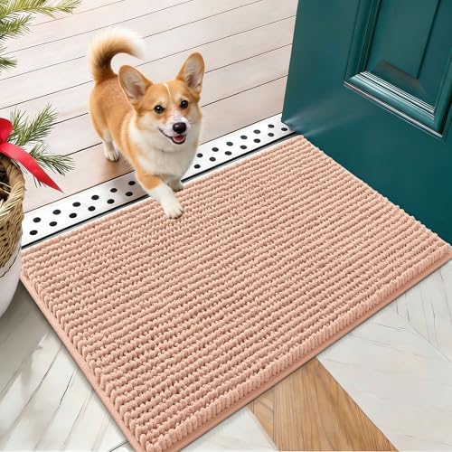 OLANLY Dog Door Mat for Muddy Paws 24x16, Extra Absorbent Chenille Mud Mat