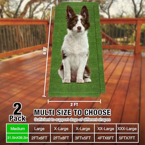 GLOBREEN Replacement Fake Grass Pee Pads for Dogs Potty, 2 Pack 2'x6' Turf