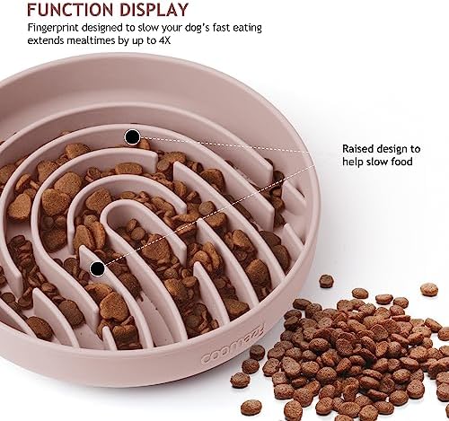 Coomazy Slow Feeder Dog Bowls, Silicone Anti Choking Puzzle Dog Food Bowl