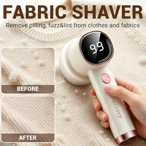 Fabric Shaver, 3 in 1 Lint Remover with Hair Remover Brush & Lint Rollers, Digital Led Display, 3 Speeds with Replaceable Blades, Remove Pilling for Clothes, Furniture, Sweater, Couch, Blanket, Pet