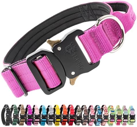 TSPRO Tactical Dog Collar, Heavy Duty Quick Release Metal Buckle and Handle