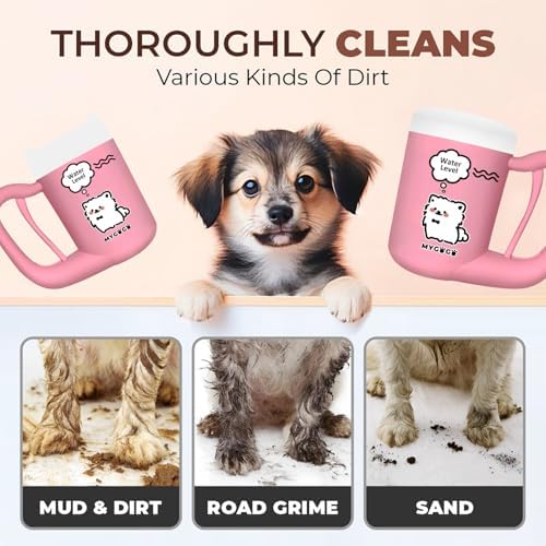 Semi-Automatic Paw Cleaner for Small Medium Dog Breeds, Premium Quality Silicone, Muddy Paw Washer, Essential Necessity (Pink, Medium)