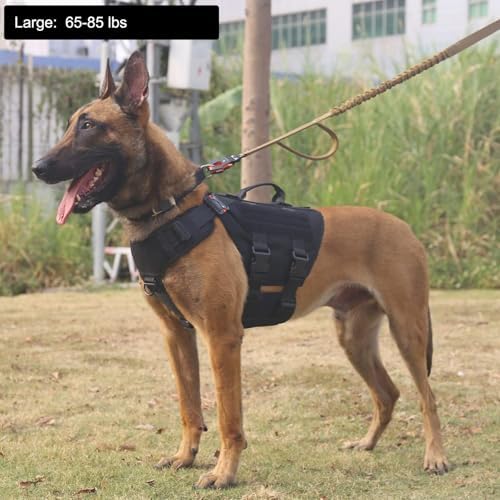 ICEFANG No Pull Tactical Dog Harness for Large Dogs,Adjustable Dog Vest
