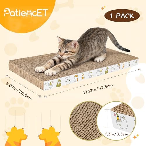 PatiencET Cat Scratching Board 4 Pack, Cardboard Cat Scratcher with Catnips