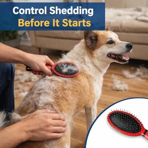 Warren London 2-in-1 Pin & Bristle Slicker Brush for Dogs & Cats