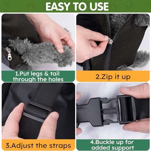 Pet Carrier Backpack, Hands-Free Adjustable Dog Front Carrier Legs Out & Easy-Fit Dog Backpack Carrier for Hiking Camping Traveling Cycling for Small Dogs and Rabbits (Large, Black)