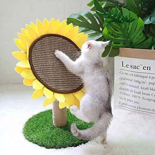 Cat Scratching Posts for Indoor Cats, Cute Flower Cat Tree, Sunflower Scratcher Pad, Kitten Claw Scratch Board with Natural Sisal, Kitty Scratching Tower Furniture Interactive Activity Center Toy