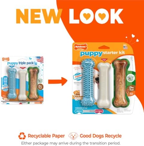 Nylabone New Puppy Starter Kit, Puppy Teething Toys, 3 Pack, Blue