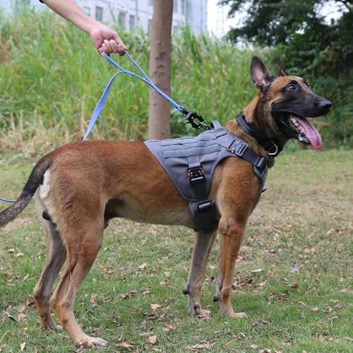 ICEFANG Tactical Dog Harness for X-Large Dogs,Full Metal Buckles Dog Vest