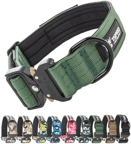 TSPRO Tactical Dog Collar, Heavy Duty Quick Release Metal Buckle and Patch