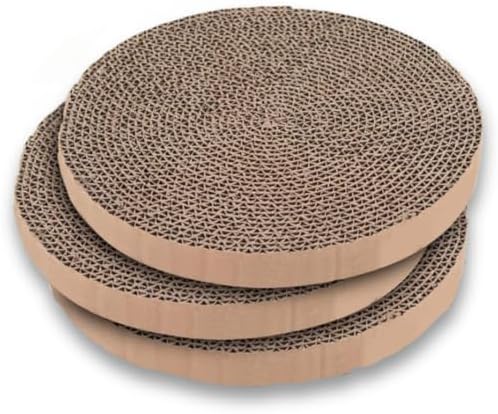 Scratch and Spin Cat Scratcher Replacement Pads for Active Play, Natural Recycled Corrugated Cardboard, Supports Pet Behaviors, Relieves Stress - 3 Count