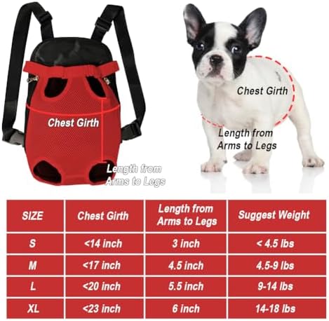 FEimaX Dog Carrier Backpack Pet Legs Out Front Cat Travel Bag, Adjustable Puppy Backpacks Carriers Hands-Free for Small Medium Dogs Cats Hiking Traveling Camping Daily Walking