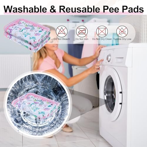 BEAUTYZOO 2 Pack Washable Pee Pads for Dogs,Reusable Puppy Pad 24x36 Floral