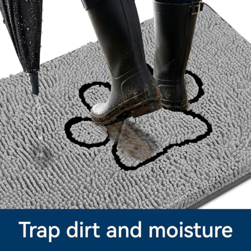 Bcoimo Super Absorbent Dog Door Mat, 36"*24" Anti Slip Mat for Muddy Paws