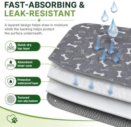 Novapaw Pee Pad with Pheromones, Puppy Mat Washable for Dog and Cat, Durable Leak-Proof & Anti-Slip Pet Training Pads, Large Size, Potty Mat for Senior Dogs, 31*35in