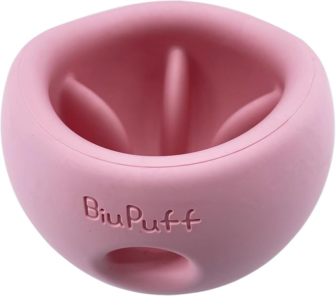 Treat Dispensing Dog Toy & Slow Feeder Bowl, Interactive Puzzle and Mental Toy for Anxiety Relief,Chase Play, and Use as Freezable Lick Bowl (Peach Pink, Small 357g)