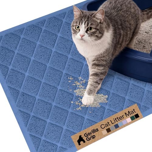 GORILLA GRIP Cat Litter Box Mat, Coiled Mesh Trapping Mats, 24x17 Navy