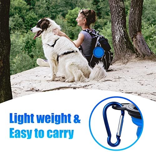 Dog Bowl Pet Collapsible Bowls, 2 Pack Collapsible Dog Water Bowls for Cats Dogs, Portable Pet Feeding Watering Dish for Walking Parking Traveling with 2 Carabiners (Small, Bule+Pink)
