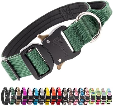 TSPRO Tactical Dog Collar, Heavy Duty Quick Release Metal Buckle and Handle
