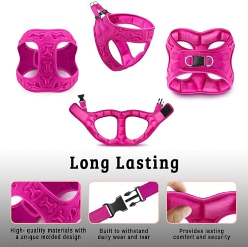 Comfort fit Step-in Dog & Puppy Harness - Comfortable All Weather Dog Vest Harness: Adjustable, Soft Padded, Easy to Put-on for Small, Medium-Sized Dogs (Plush Both Side Velvet)