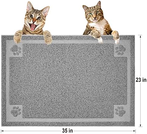 UPSKY Large Cat Litter Mat Trapper 35"×23", Waterproof, Non-Slip, Gray