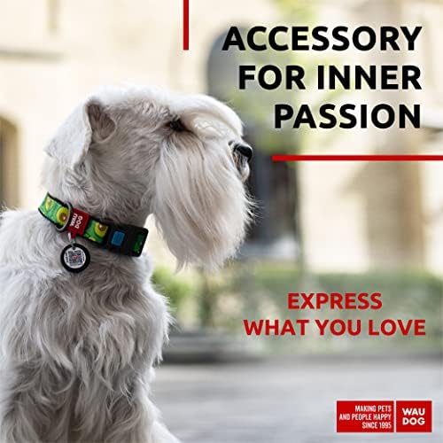 WAUDOG Adjustable Nylon Dog Collar for Large Small Medium Set with QR Tag