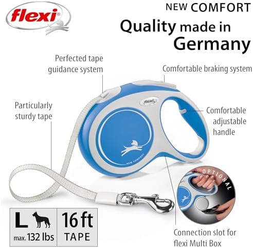 FLEXI® Comfort Tape Retractable Dog Leash, Large, 16 ft - Blue/Pastel