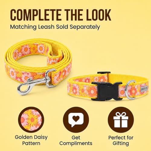 THE WORTHY DOG Summer Print, Adjustable Dog Collar,Medium Dogs, Floral