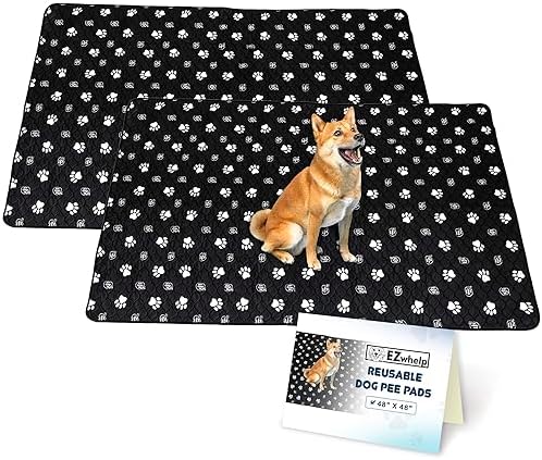 EZwhelp Reusable Dog Pee Pads, Washable Waterproof Mat 48x48 in, 2 Pack