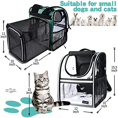BAGLHER Expandable Pet Carrier Backpack，Pet Bubble Backpack for Small Cats Puppies Dogs Bunny, Airline-Approved Ventilate Transparent Capsule Backpack for Travel, Hiking and Outdoor Use. Green
