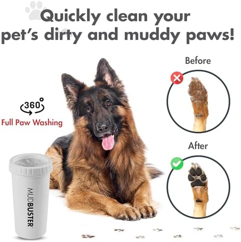 Dexas MudBuster Portable Paw Cleaner for Dogs, Large, Bright White Special Edition, Premium Pet Supplies and Accessories, Large (Pack of 6)