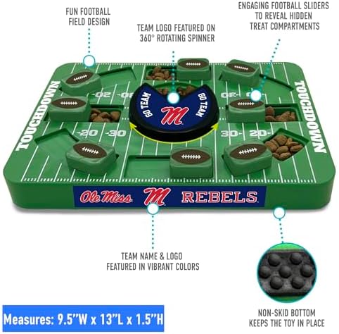 Pets First NCAA Mississippi (Ole Miss) Large Puzzle Toy - Interactive Dog Treat & Slow Feeding Toy