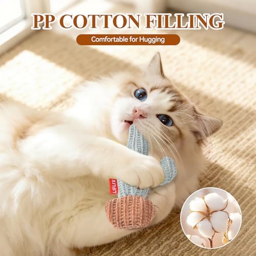 LIFLIX 3 Pieces Catnip Cat Toys, Cute Cat Nip Plush Toys for Indoor Kitten, Interactive Small Cat Kicker Toys(3 Shapes)